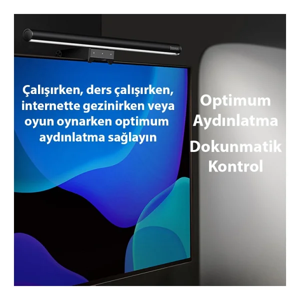 Baseus Orjinal Baseus I-Wok2 Series USB Asimetrik Çalışma Masası Göz Koruma LED Lamba Ve Monitör Aydınlatma - Görsel 3