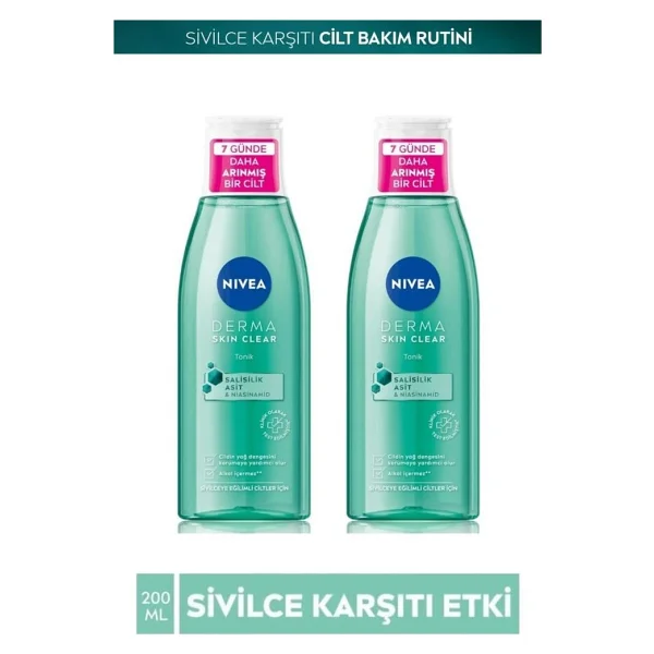 Nivea Derma Skin Sivilceli Hassas Ciltler Cilt Bakım Temizleyici Tonik 200ml X2 - Görsel 3