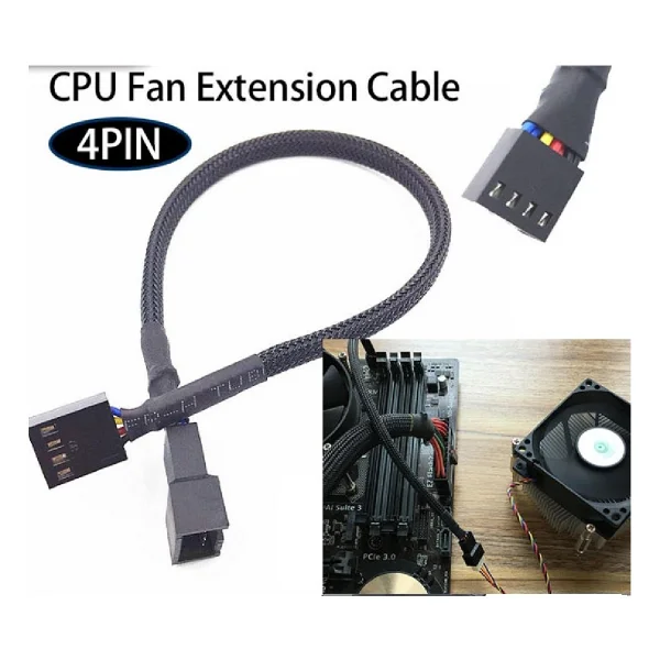 Alfais 4904 Pwm 4 Pin Y Port Dişi Erkek Anakart Fan Uzatma Güç Kablosu - Görsel 6