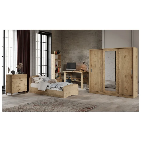 Kzn Home Samira Modern Genç Odası Takımı Meşe - 5 Parçalı Ve Tamamı 1. Kalite Mdf - Görsel 4