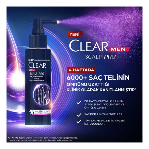 Clear Men Scalp Pro Güçlendirici Şampuan Saç Dökülmesine Kepeğe Karşı Etkili 300 Ml + Serum 70 Ml - Görsel 5