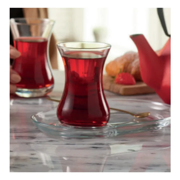 Paşabahçe İncebelli Çay Seti 4 Parça (2 Bardak & 2 Tabak) - Görsel 4