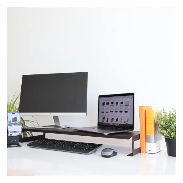 Hansdo Dual Monitör Standı - İkili Monitör Standı - Monitör Yükseltici - Metal - Siyah - Sms4bl - Görsel 4