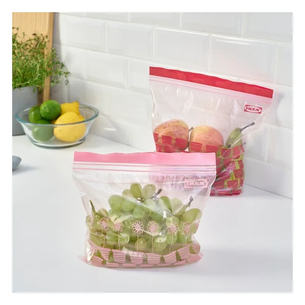 IKEA Istad Kilitlenebilir Buzdolabı Poşeti, Kırmızı-pembe, 2,5 Lt X 1,2 Lt, 50 Adet - Görsel 3