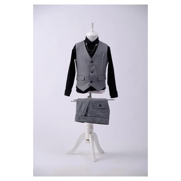 Doctor Junior Yelek Pantolon Erkek Çocuk Takım Elbise - Siyah - 8 Yaş - Görsel 8