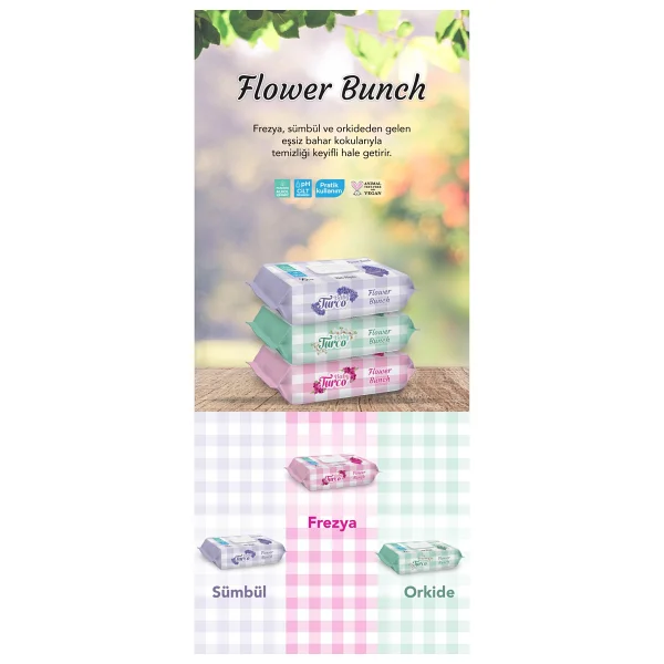 Baby Turco Flower Bunch 90 Yaprak 24'lü Paket Islak Havlu - Görsel 7