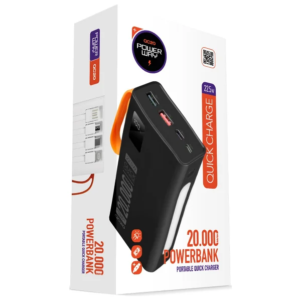 Powerway Qc20 Beyaz 20000 mAh Hızlı Şarj Powerbank - Görsel 6