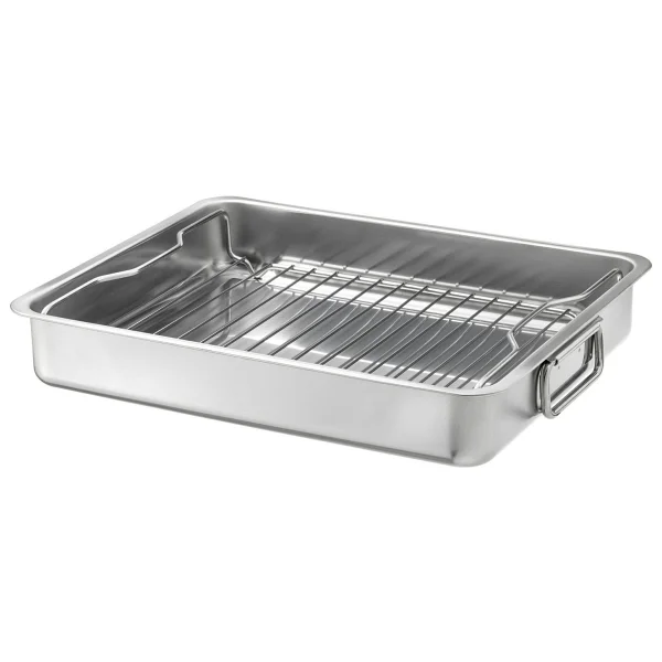Ikea Metal Fırın Kabı Paslanmaz Çelik Fırın-Barbekü Kızartma Kabı 32 X 40 Cm - 32 Cm - Gümüş - Görsel 6