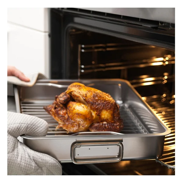 Ikea Metal Fırın Kabı Paslanmaz Çelik Fırın-Barbekü Kızartma Kabı 32 X 40 Cm - 32 Cm - Gümüş - Görsel 3