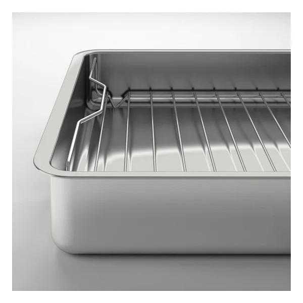 Ikea Metal Fırın Kabı Paslanmaz Çelik Fırın-Barbekü Kızartma Kabı 32 X 40 Cm - 32 Cm - Gümüş - Görsel 4