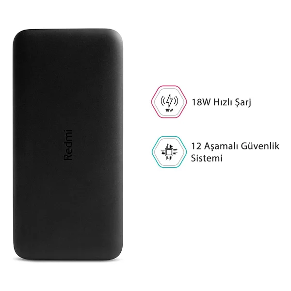 Xiaomi Redmi Pb200lzm Siyah 20000 mAh Hızlı Şarj Powerbank - Görsel 3