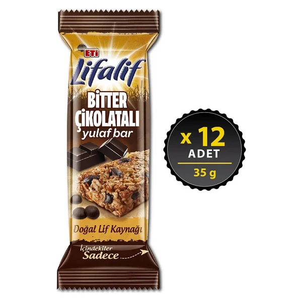 Eti Lifalif Bitter Çikolatalı Yulaf Bar 35 Gr 12'li - Görsel 7