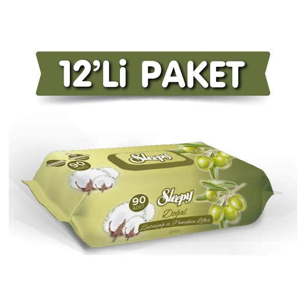 Sleepy Zeytinyağlı 90 Yaprak 12'li Paket Islak Mendil - Görsel 5