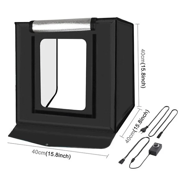 Puluz Profesyonel 40 X 40cm LED Işıklı Ürün Fotoğraf Çekim Çadırı Katlanabilir Portatif 30w 5500k Al-32482 - 40 X 40 Cm - Görsel 3