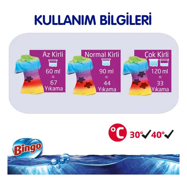 Bingo Onaran Koruma Beyazlar Ve Renkliler İçin Sıvı Deterjan 67 Yıkama 4 Lt - Görsel 7