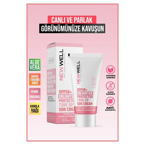 New Well Ton Eşitleyici Pembe 50 Ml 50 Faktör Güneş Kremi - Görsel 3