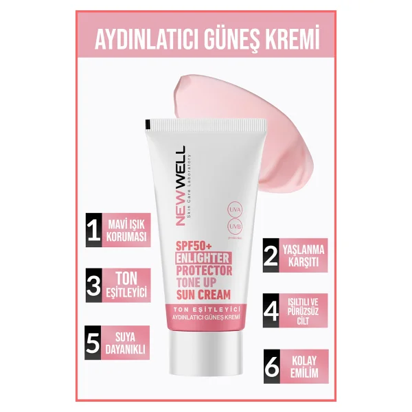 New Well Ton Eşitleyici Pembe 50 Ml 50 Faktör Güneş Kremi - Görsel 5