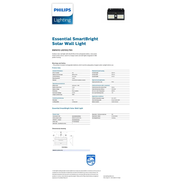 Philips Bws010 Led100/765 10 W Solar Duvar Apliği - Görsel 2