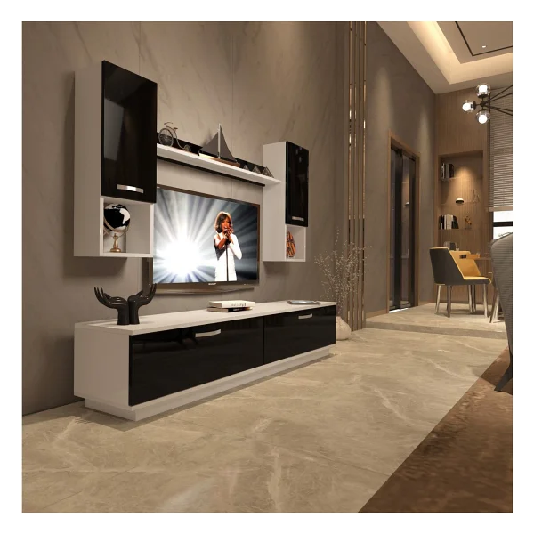 Decoraktiv Eko 5dab Slm Std TV Ünitesi TV Sehpası Beyaz Ceviz - Görsel 6
