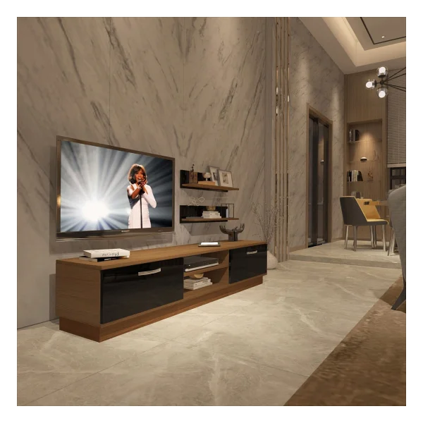 Decoraktiv Eko 4b Mdf DVD TV Ünitesi TV Sehpası Parlak Beyaz - Görsel 8