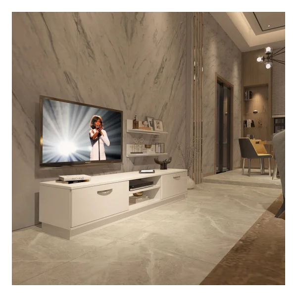 Decoraktiv Eko 4b Mdf DVD TV Ünitesi TV Sehpası Parlak Beyaz - Görsel 6