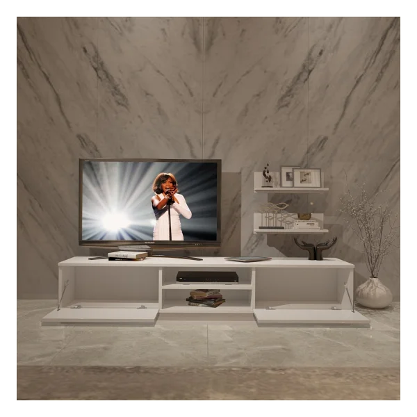 Decoraktiv Eko 4b Mdf DVD TV Ünitesi TV Sehpası Parlak Beyaz - Görsel 3