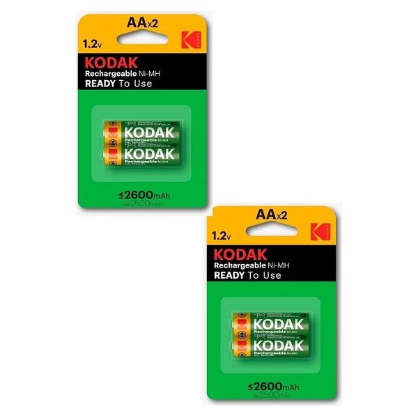 Kodak Kalem Pil Şarj Edilebilir Aa 2600 mAh 2 Li 2 Paket Kumanda Oyuncak Pili Şarjlı Ni-Mh 2 Paket Doldurulabilir Pil - 4'lü - Görsel 4