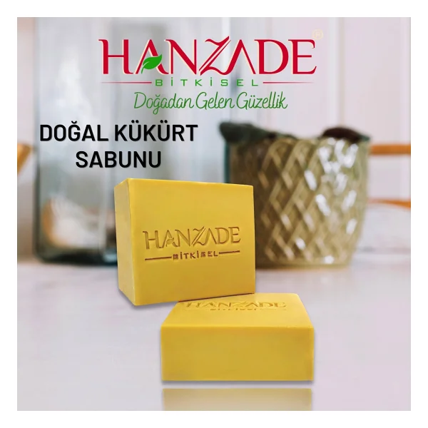 Hanzade Bitkisel Doğal El Yapımı Hatay Kükürtlü Sabun Kükürt Sabunu 2 Adet - Görsel 6