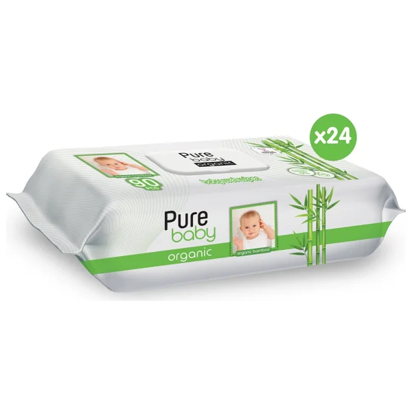 Pure Baby Organik Bambu Özlü 90 Yaprak 24'lü Paket Islak Mendil - Görsel 2