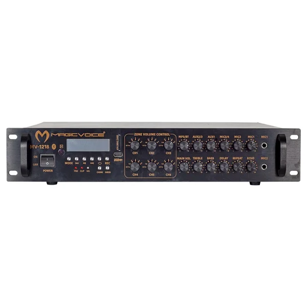 Magıcvoıce Mv-1218 USB BT-Uk 6 Zon Anfi Rms 80wx1ch +4-16-70-100v Trafolu - Görsel 3
