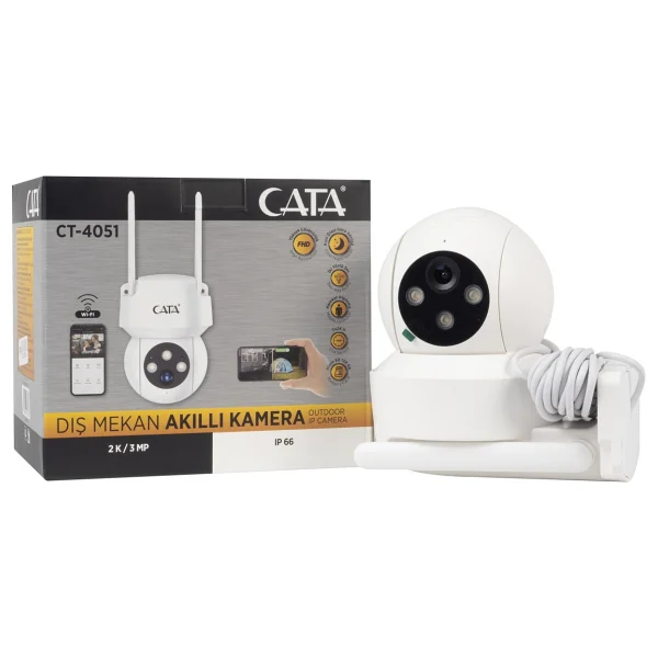 Cata Ct-4051 V2 Gece Görüşlü Akıllı Dış Mekan Kamera (Yeni Model) - Görsel 5