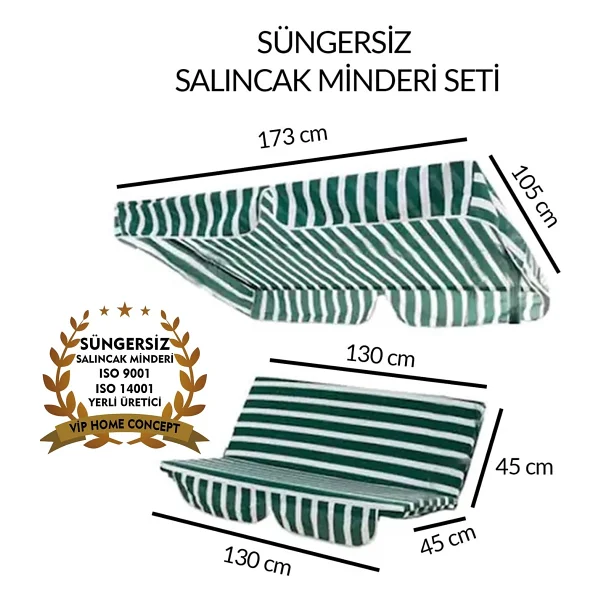 Vip Home Concept Sungersiz Salincak Minder Seti Tenteli Kumas Seti 2 Kisilik Sungersiz Yesıl Beyaz - Görsel 5