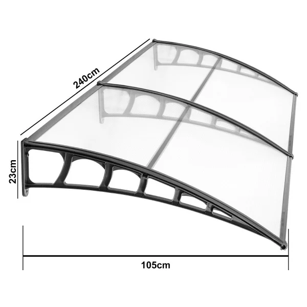 Gardenplast Lupın Kapı Pencere Üstü Pratik Sundurma 105x240 - Siyah - Görsel 2