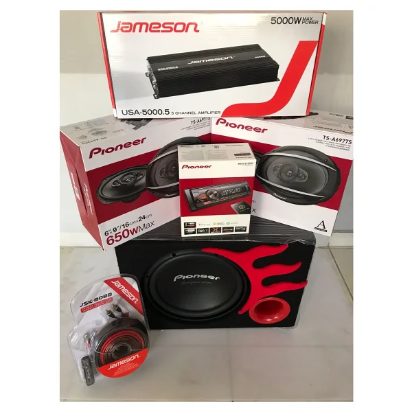 Pioneer Paket Ses Sistemi Tam Takım Jameson Anfi Oval Hoparlör Wofer Teyp Kablo Full Set - Görsel 3