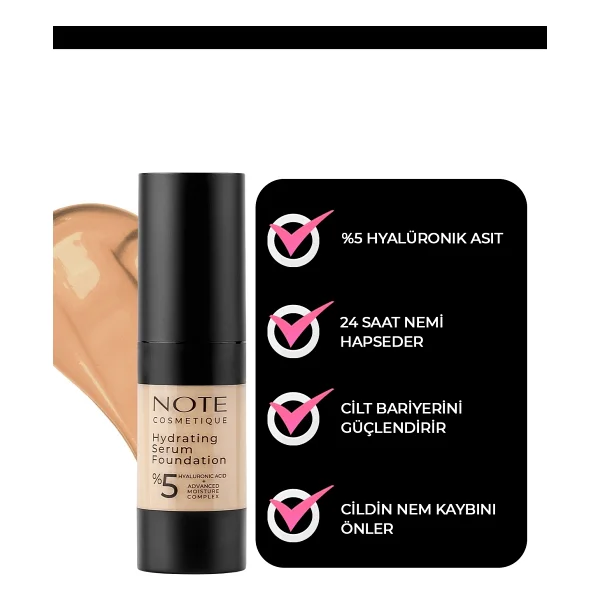Note Hydrating Hyaluronik Asitli Spf 50 100 30 Ml Serum Fondöten - Görsel 3