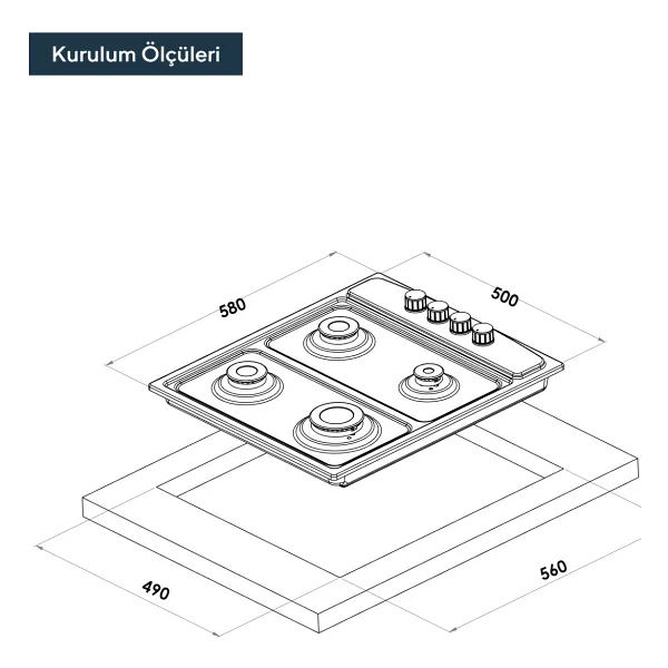 Kumtel Ko-410 Bf Rustik Ankastre Ocak - Görsel 3