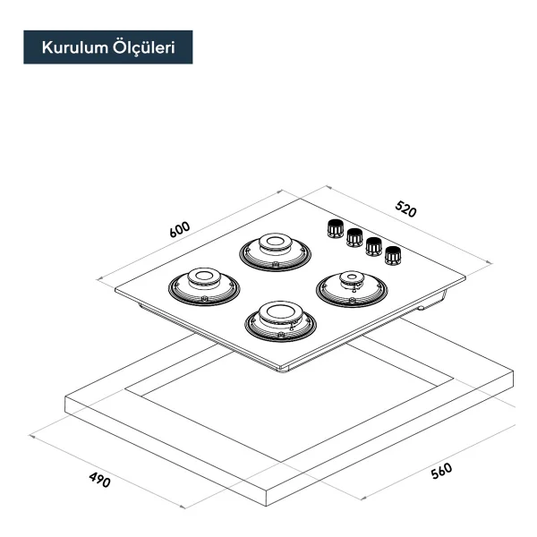 Kumtel Ko-40 Tahdf Rustik Cam Ankastre Ocak - Görsel 3