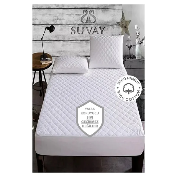 Suvay Kapitone Fitted Yatak Koruyucu Alez 160 X 200 Çift Kişilik Beyaz Renkli Yatak Alezi - Sıvı Geçirmez Değildir!) - 160 X 200 Cm - Görsel 9