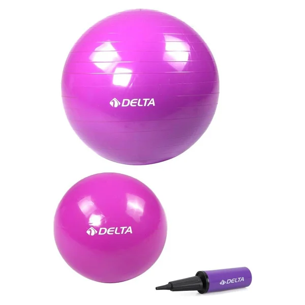 Delta 55 Cm Pilates Topu 25 Cm Mini Denge Topu Ve Pompası Seti - Görsel 2