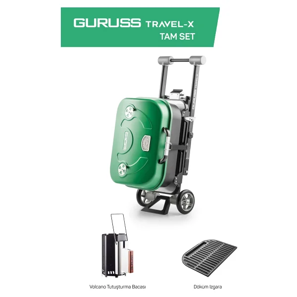 Guruss Travel-X Taşınabilir Kömürlü Tam Set Kırmızı Mangal - Görsel 4