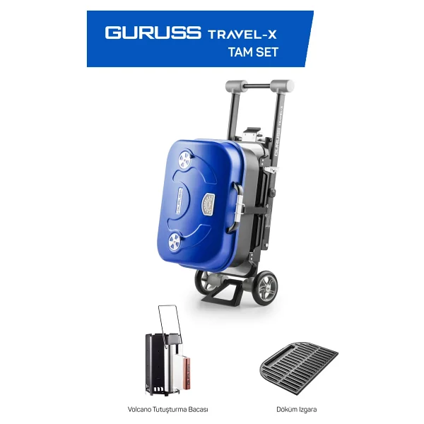 Guruss Travel-X Taşınabilir Kömürlü Tam Set Kırmızı Mangal - Görsel 2