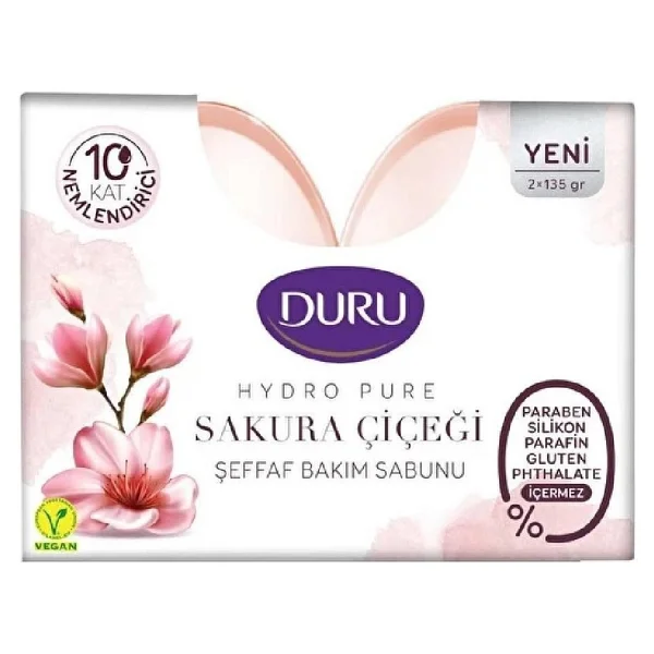 Duru Hydro Pure Sakura Çiçeği 2x135 Gr Şeffaf Sabun - Görsel 2