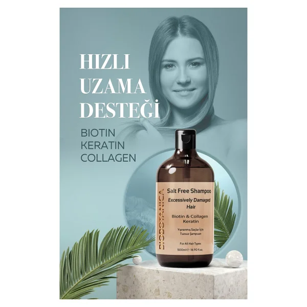 Biobotanica Yıpranmış Tuzsuz Saç Şampuanı - Keratin Biotin Kolajen - Görsel 2