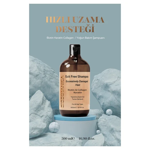 Biobotanica Yıpranmış Tuzsuz Saç Şampuanı - Keratin Biotin Kolajen - Görsel 3