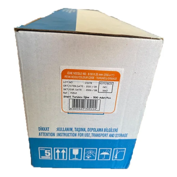 Ayset Steril Turuncu İğne Ucu 0,50x25mm (25gx1") 500 Adet - Görsel 3
