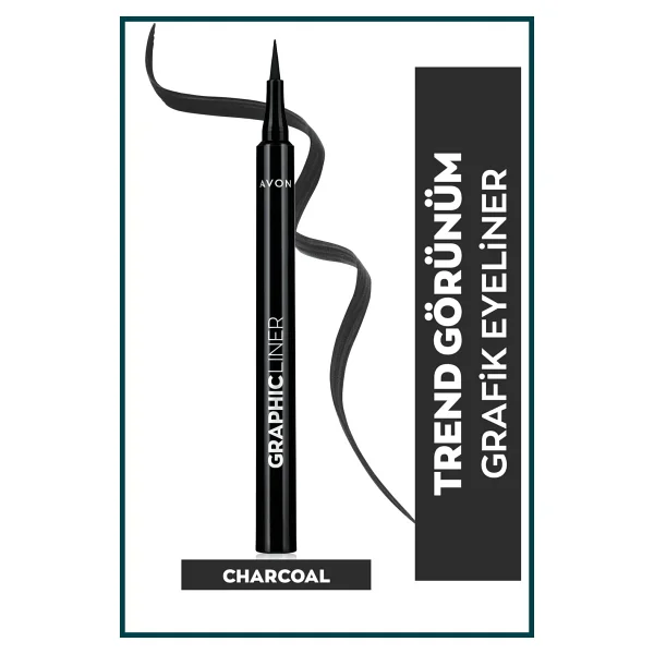 Avon Graphic Liner Keskin Uçlu Likit Eyeliner Charcoal - Görsel 2
