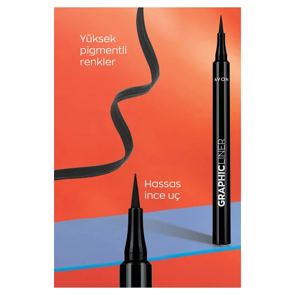 Avon Graphic Liner Keskin Uçlu Likit Eyeliner Charcoal - Görsel 5