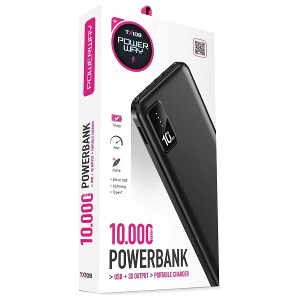 Powerway TX109 Siyah 10000 mAh Powerbank - Görsel 2