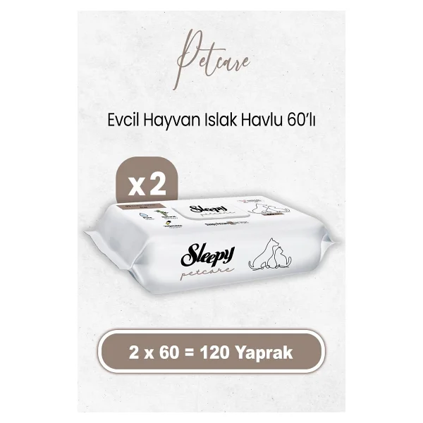 Sleepy Petcare Evcil Hayvan Islak Havlusu 60 X 2 Adet (120 Yaprak) - Görsel 6