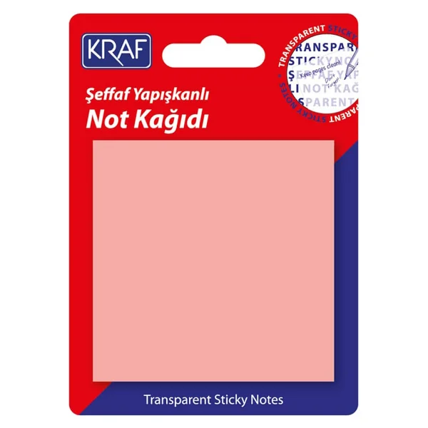 Kraf Yapışkanlı Şeffaf Not Kağıdı 76x76 Mm 50 Yp Transparan Pembe - Görsel 2